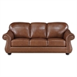 Pemberly Row 85 Inch Sofa in Rich Brown Top Grain and Faux Leather Solid Wood