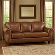 Pemberly Row 85 Inch Sofa in Rich Brown Top Grain and Faux Leather Solid Wood