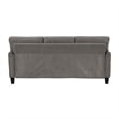Pemberly Row 79 Inch Sofa in Taupe Gray Fabric with Black Tapered Wood Legs