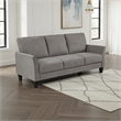 Pemberly Row 79 Inch Sofa in Taupe Gray Fabric with Black Tapered Wood Legs
