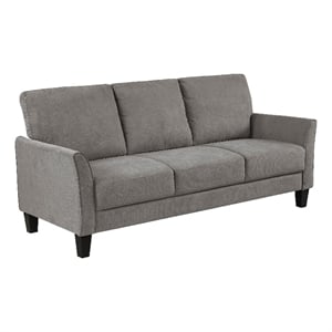Pemberly Row 79 Inch Sofa in Taupe Gray Fabric with Black Tapered Wood Legs