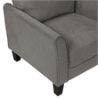 Pemberly Row 79 Inch Sofa in Taupe Gray Fabric with Black Tapered Wood Legs