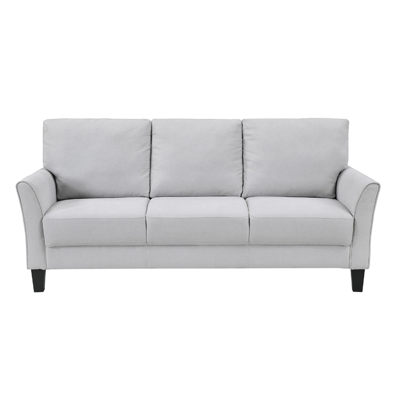 Pemberly Row 79 Inch Sofa in Light Gray Fabric with Black Tapered Wood Legs