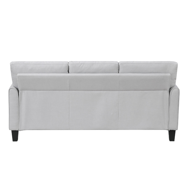 Pemberly Row 79 Inch Sofa in Light Gray Fabric with Black Tapered Wood Legs