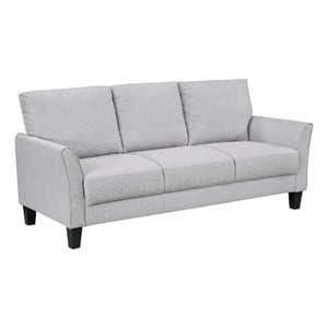 Pemberly Row 79 Inch Sofa in Light Gray Fabric with Black Tapered Wood Legs