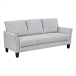 Pemberly Row 79 Inch Sofa in Light Gray Fabric with Black Tapered Wood Legs