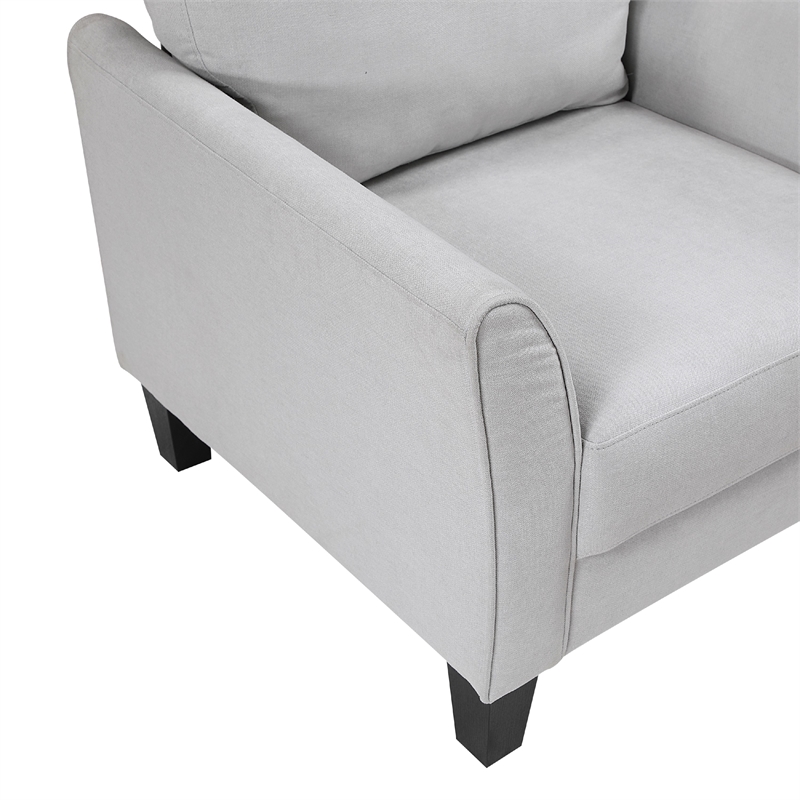 Pemberly Row 34 Inch Sofa Armchair in Light Gray with Black Tapered Wood Legs