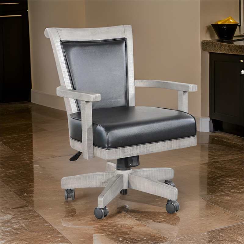 Pemberly Row Game Chair with Wheels Tilt Swivel and Gas Lift in Gray Mahogany