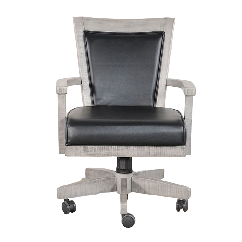 Pemberly Row Game Chair with Wheels Tilt Swivel and Gas Lift in Gray Mahogany