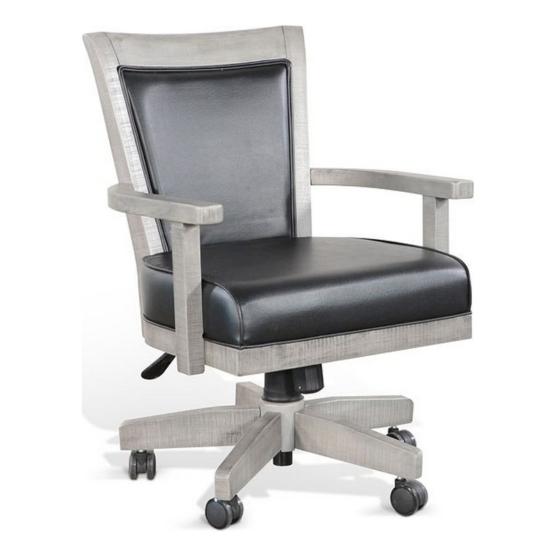 Pemberly Row Game Chair with Wheels Tilt Swivel and Gas Lift in Gray Mahogany