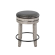 Pemberly Row Swivel Counter Stool Set of 2 in Black Faux Leather and Gray