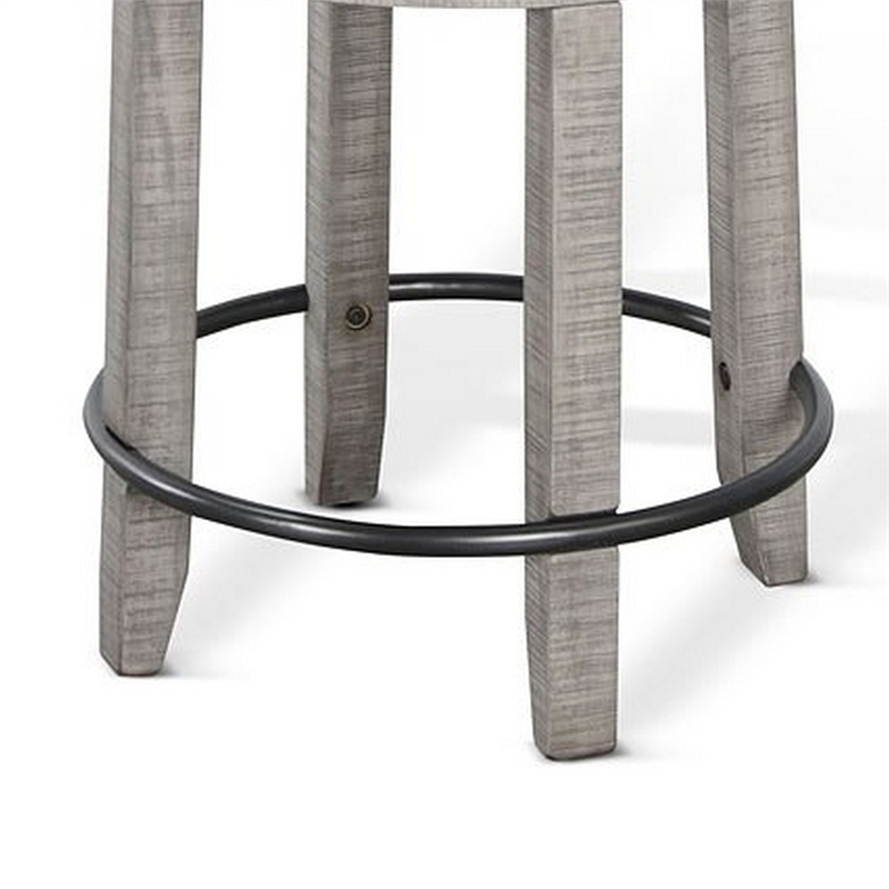 Pemberly Row Swivel Counter Stool Set of 2 in Black Faux Leather and Gray