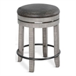 Pemberly Row Swivel Counter Stool Set of 2 in Black Faux Leather and Gray