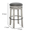 Pemberly Row Swivel Barstool Set of 2 in Gray Faux Leather and Mahogany Wood