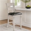 Pemberly Row Barstool Chair Set of 2 in Black Faux Leather Gray Ladderback