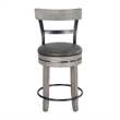 Pemberly Row Swivel Counter Stool Chair Set of 2 in Faux Leather Gray Mahogany