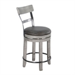 Pemberly Row Swivel Counter Stool Chair Set of 2 in Faux Leather Gray Mahogany