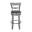 Pemberly Row Swivel Barstool Chair Set of 2 in Faux Leather Gray Mahogany