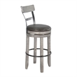 Pemberly Row Swivel Barstool Chair Set of 2 in Faux Leather Gray Mahogany