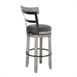 Pemberly Row Swivel Barstool Chair Set of 2 in Faux Leather Gray Mahogany