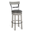 Pemberly Row Swivel Barstool Chair Set of 2 in Faux Leather Gray Mahogany