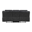 Pemberly Row Manual Double Reclining Sofa in Pillow Tufted Black Microfiber