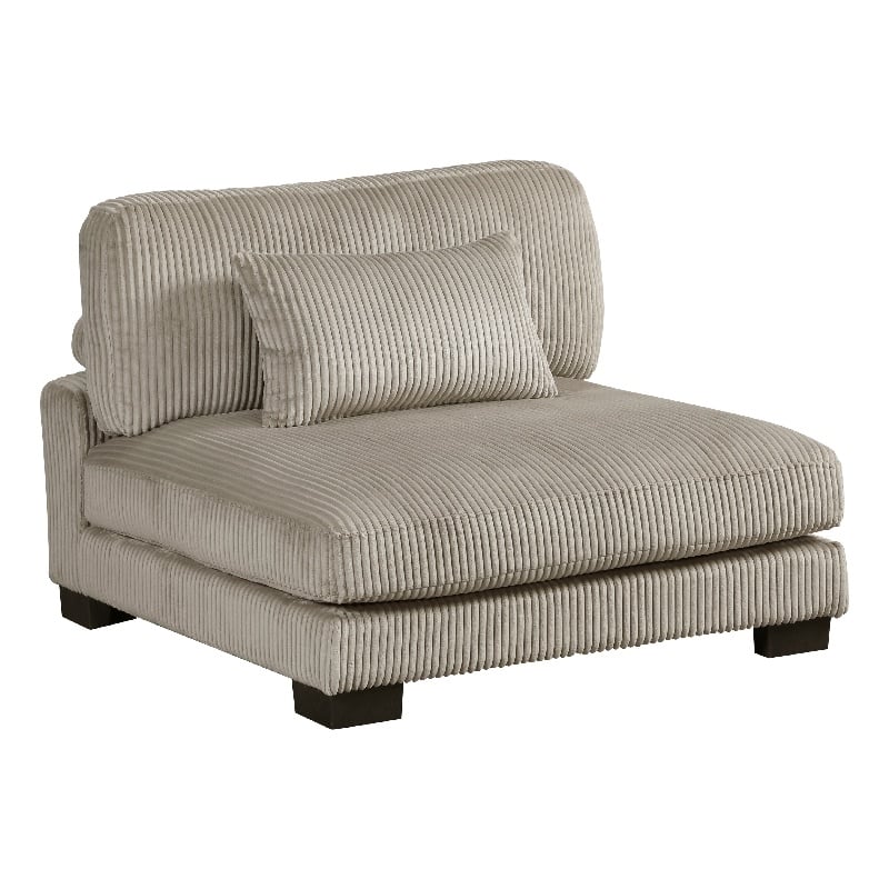 Pemberly Row 45 Inch Modular Armless Chair with Lumbar Pillow in Taupe Gray