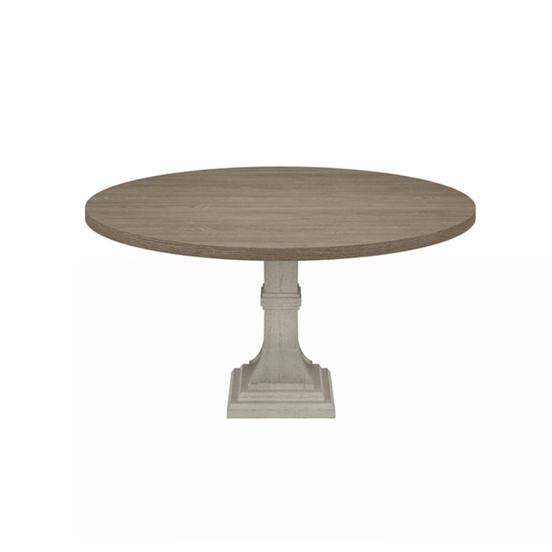 Pemberly Row 5 Piece Dining Table and Chair Set Fiddleback Round Top in Gray