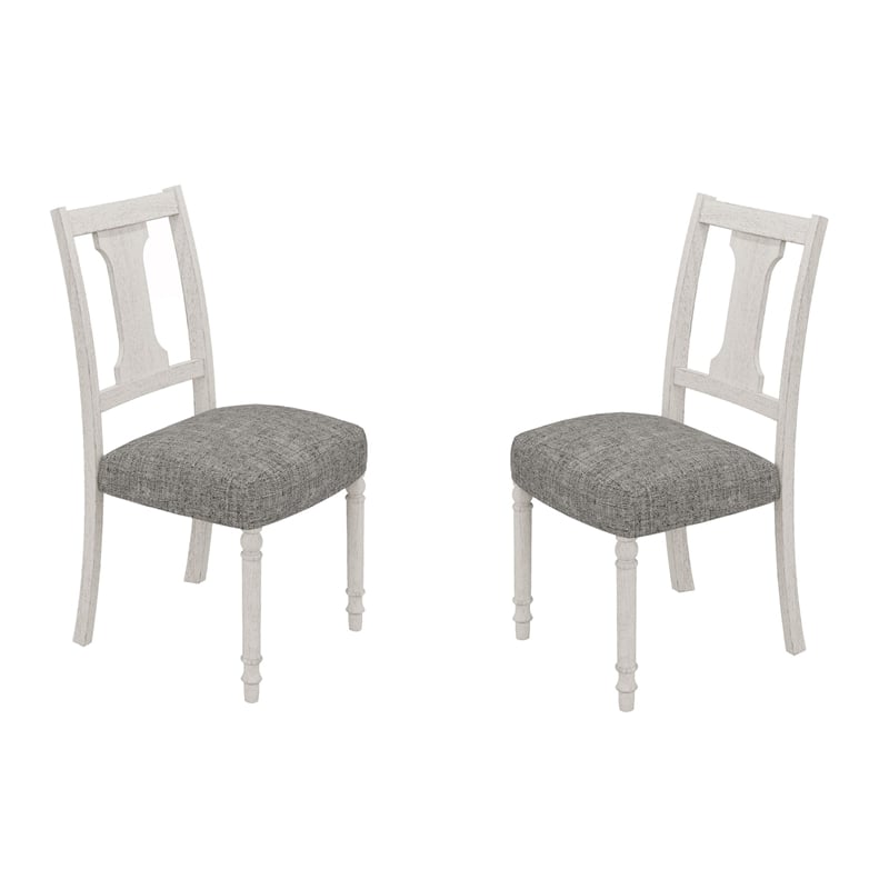 Pemberly Row 5 Piece Dining Table and Chair Set Fiddleback Round Top in Gray