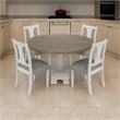 Pemberly Row 5 Piece Dining Table and Chair Set Fiddleback Round Top in Gray