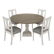 Pemberly Row 5 Piece Dining Table and Chair Set Fiddleback Round Top in Gray