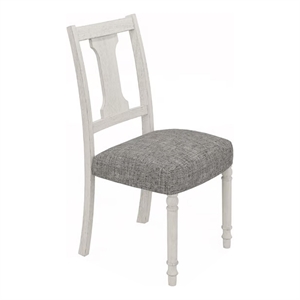 Pemberly Row 19 Inch Dining Side Chair Set of 2 Fiddleback in Gray Linen