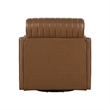 Pemberly Row Swivel Chair with Vertical Channel Tufted Back in Brown Leather
