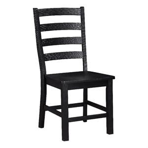 Pemberly Row Side Chair Set of 2 with Ladder Back Farmhouse Style in Black