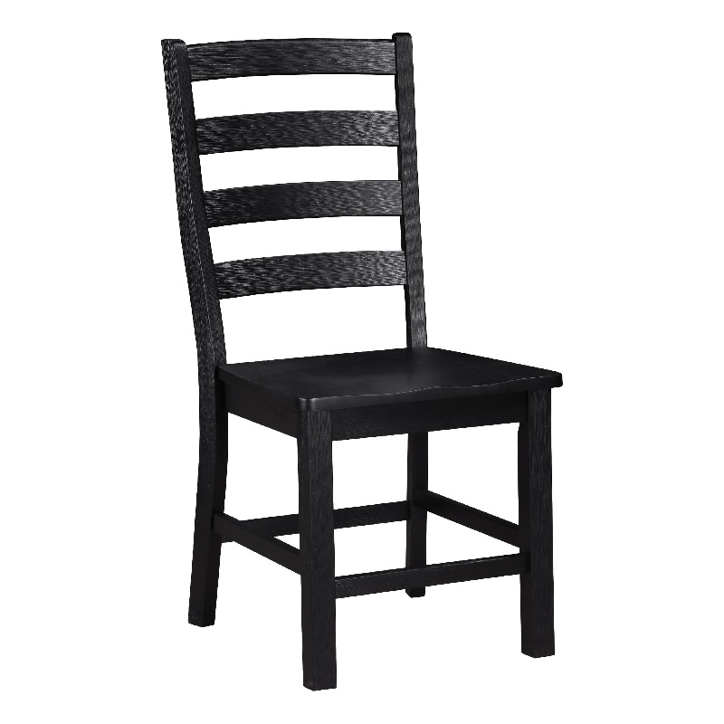 Pemberly Row Side Chair Set of 2 with Ladder Back Farmhouse Style in Black