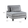 Pemberly Row Modular Armless Chair with Black Solid Wood Legs in Gray Corduroy