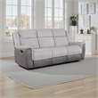 Pemberly Row 86 Inch Manual Reclining Sofa with Console in White Gray
