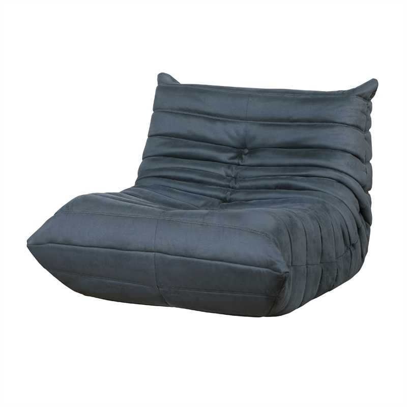 Pemberly Row Curved Accent Floor Chair in Pleated Charcoal Gray Microfiber
