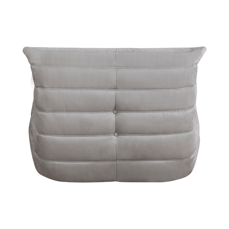 Pemberly Row Curved Accent Floor Chair in Pleated Gray Microfiber Fabric