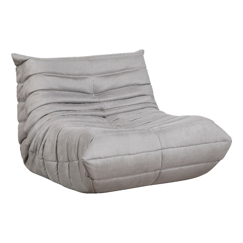 Pemberly Row Curved Accent Floor Chair in Pleated Gray Microfiber Fabric