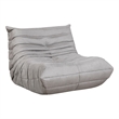 Pemberly Row Curved Accent Floor Chair in Pleated Gray Microfiber Fabric
