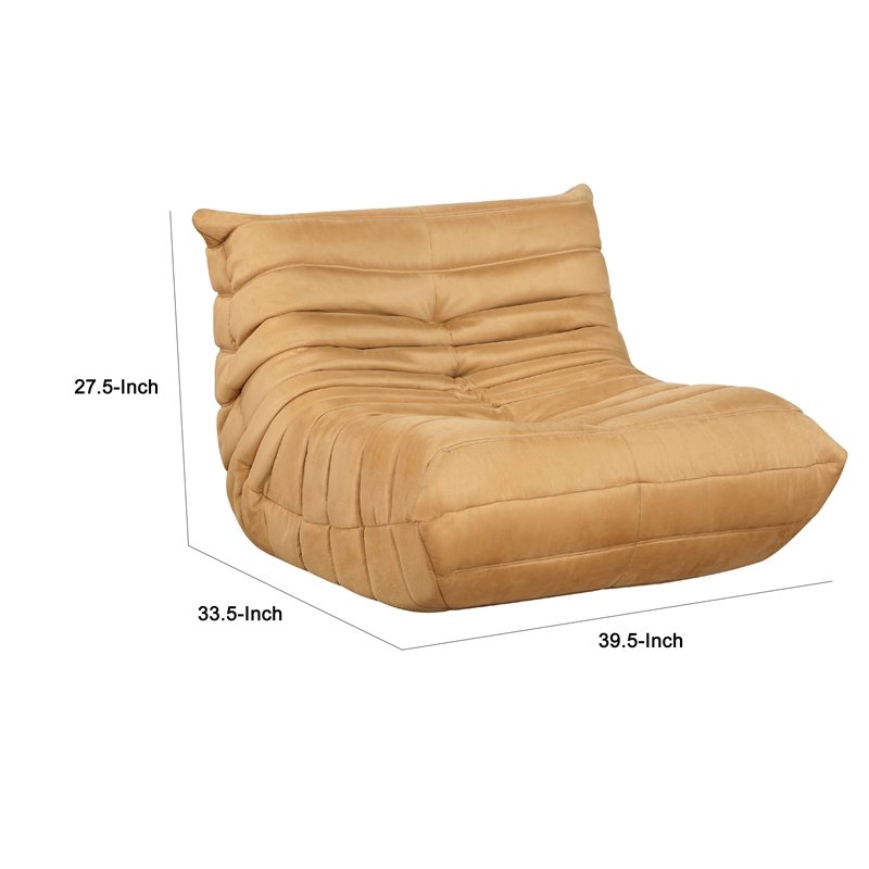 Pemberly Row Curved Accent Floor Chair in Pleated Yellow Microfiber Fabric