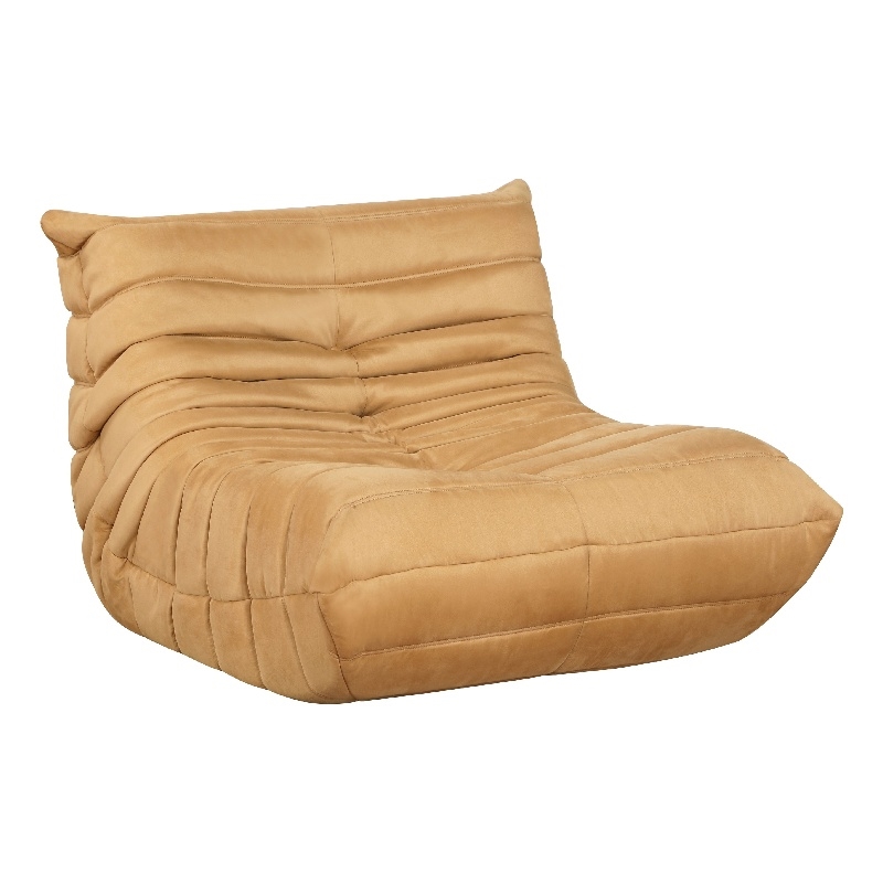 Pemberly Row Curved Accent Floor Chair in Pleated Yellow Microfiber Fabric