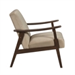 Pemberly Row Accent Club Chair in Light Brown Velvet with Solid Rubberwood Frame