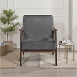 Pemberly Row Accent Club Chair in Dark Gray Polyester with Solid Rubberwood
