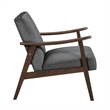 Pemberly Row Accent Club Chair in Dark Gray Polyester with Solid Rubberwood