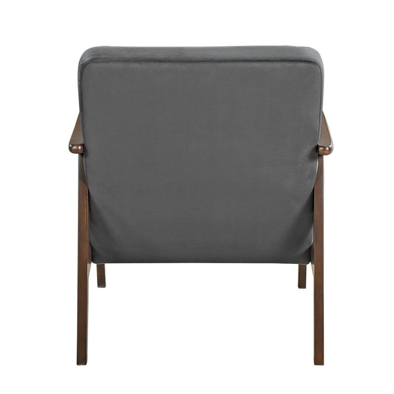 Pemberly Row Accent Club Chair in Dark Gray Polyester with Solid Rubberwood