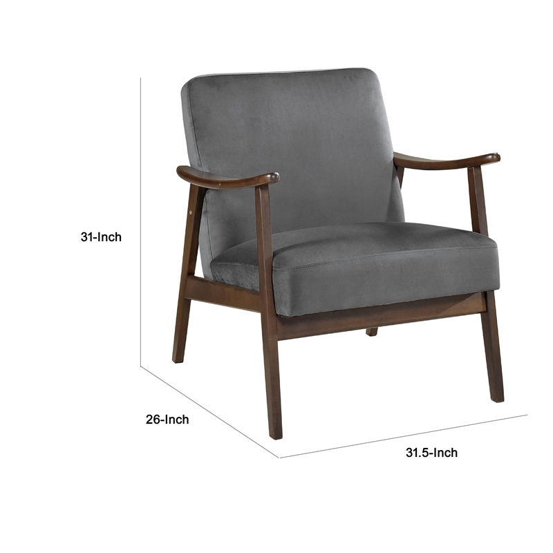 Pemberly Row Accent Club Chair in Dark Gray Polyester with Solid Rubberwood