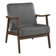 Pemberly Row Accent Club Chair in Dark Gray Polyester with Solid Rubberwood