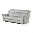 Pemberly Row 89 Inch Manual Reclining Sofa in Gray Microfiber with Nailhead Trim